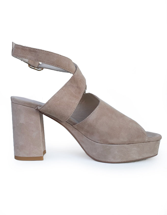 Gray suede block hot sale heel sandal