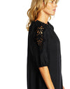 Jojo Linen Lace Trim Dress Black