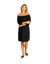 Jojo Linen Lace Trim Dress Black