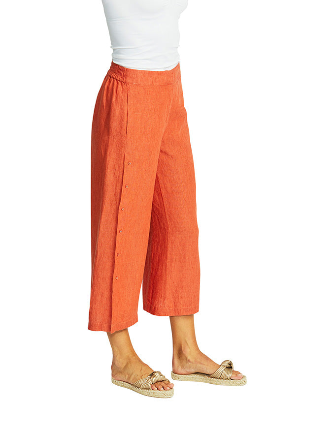 Gaby Linen Button Culotte Sienna