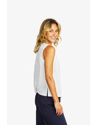 Lucy Linen Scallop Top - White