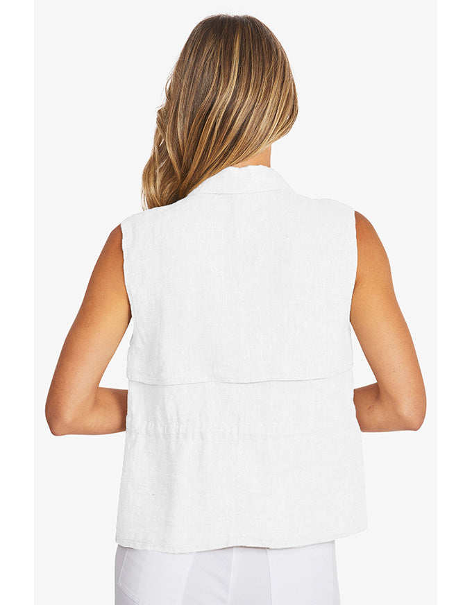 Quinn Linen Vest White