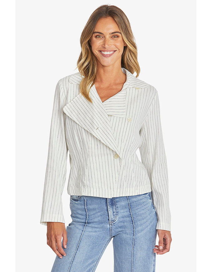 Belinda Stripe Jacket - Ivory/Navy