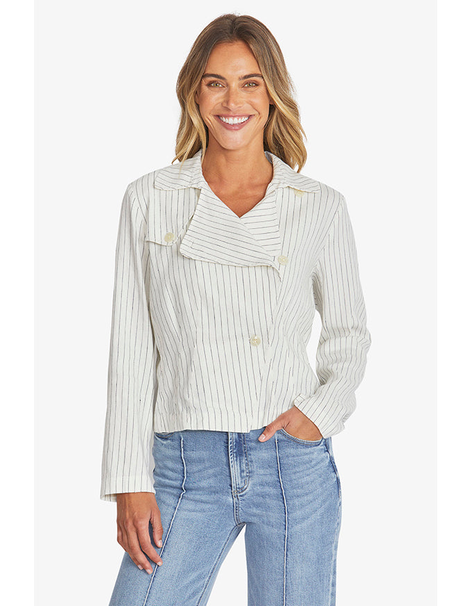 Belinda Stripe Jacket - Ivory/Navy