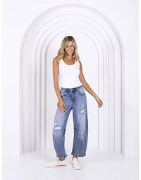 Theo Barrel Jeans - Light Wash Denim