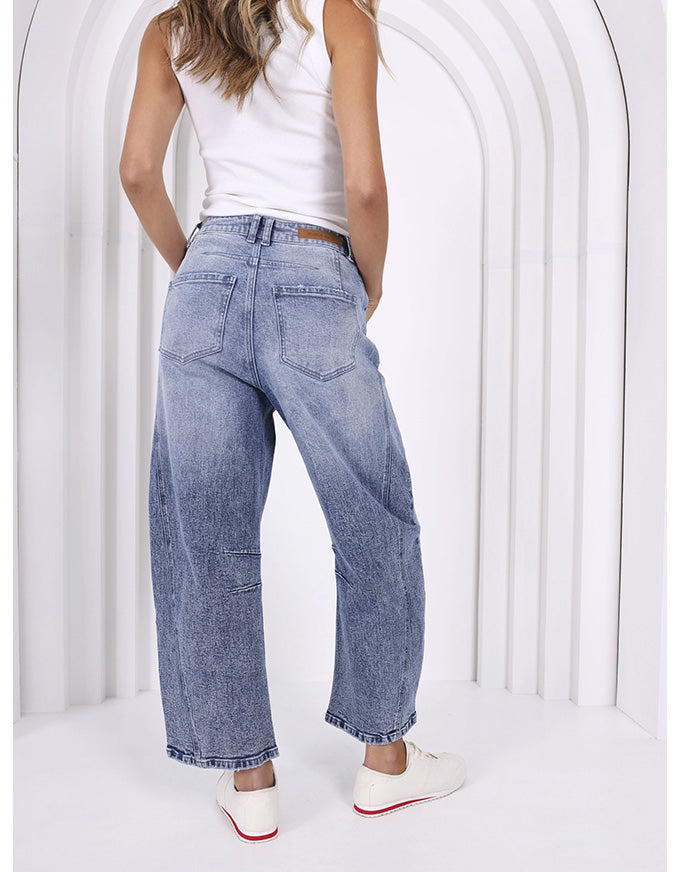 Theo Barrel Jeans - Light Wash Denim