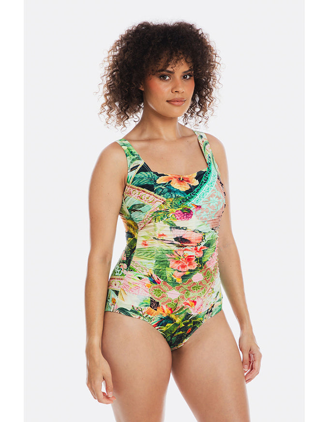 Fiji Gathered Square One Piece
