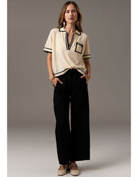 Sela Knit Polo Ivory/Black