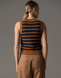 Utopia Knit Vest Stripe Toffee Multi