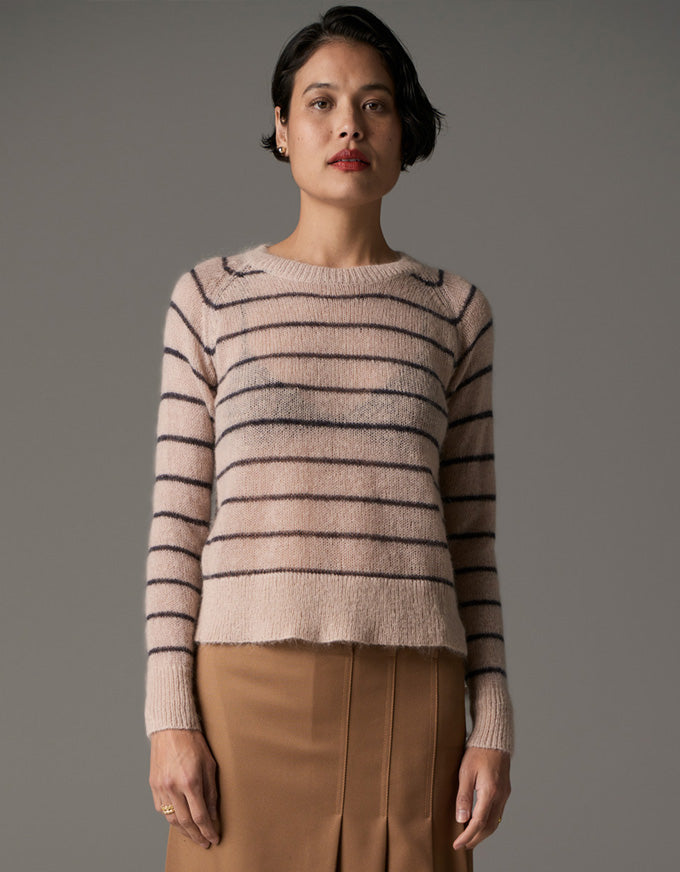 Maia Stripe Knit Blush/Charcoal