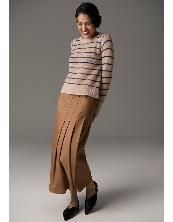 Maia Stripe Knit Blush/Charcoal