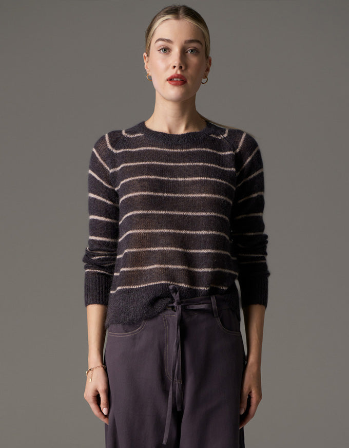 Maia Stripe Knit Charcoal/Blush