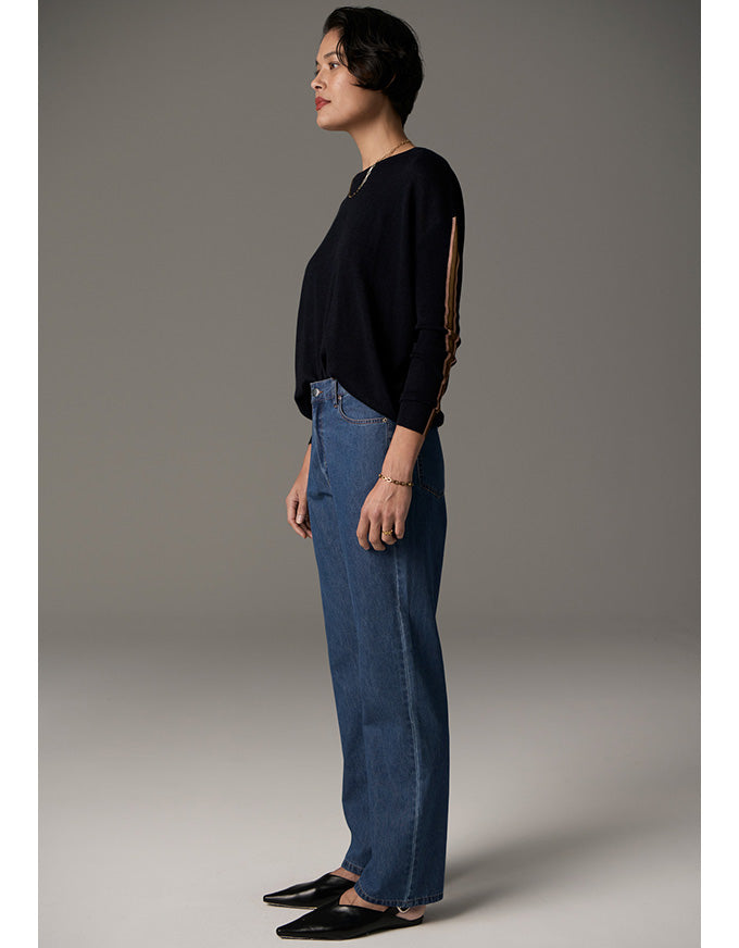Bennet Drape Back Knit Ink/Tobacco/Pink