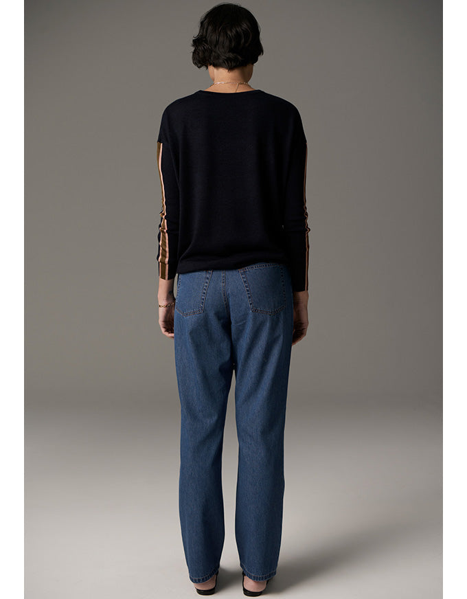 Bennet Drape Back Knit Ink/Tobacco/Pink