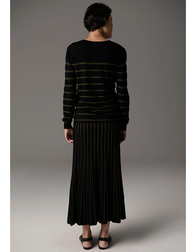 Gizelle Pleat Skirt Lurex Black/Khaki