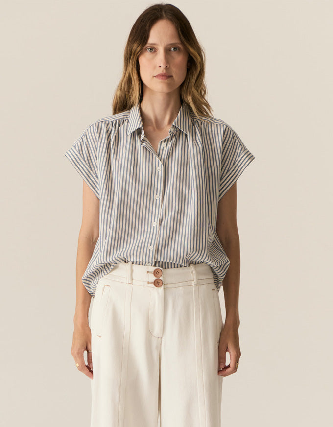 Vera Cap Sleeve Shirt Blue Stripe