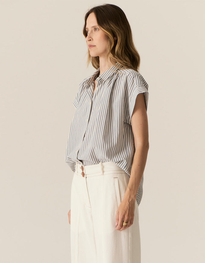 Vera Cap Sleeve Shirt Blue Stripe