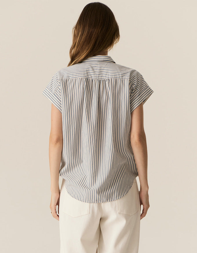 Vera Cap Sleeve Shirt Blue Stripe