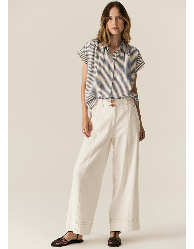 Vera Cap Sleeve Shirt Blue Stripe