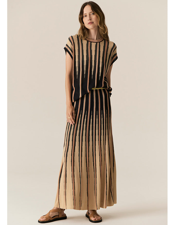 Tedd Knit Skirt Ink/Camel
