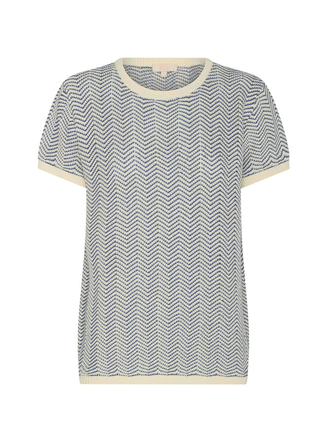 Jules Knit Tee Blue/Ivory