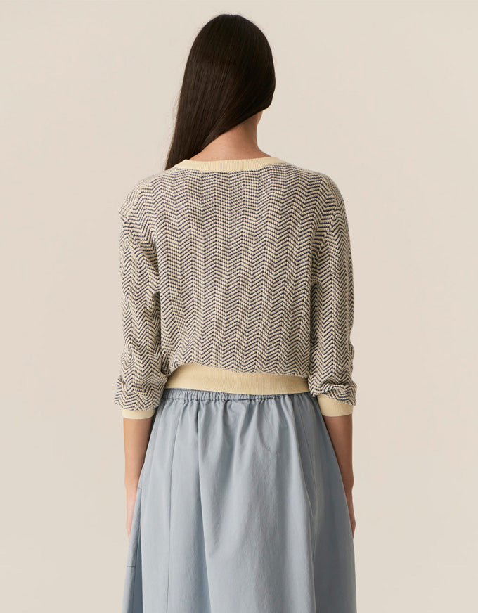 Jules Knit Cardigan Blue/Ivory