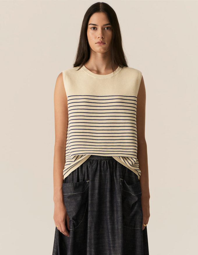 Jules Knit Tank Blue/Ivory