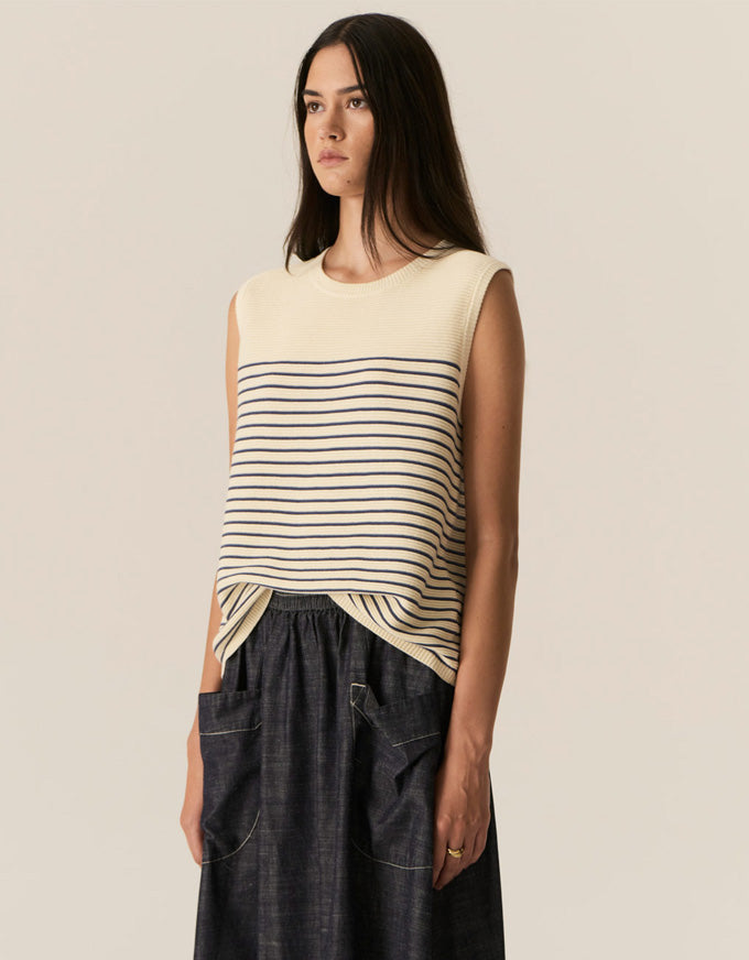 Jules Knit Tank Blue/Ivory