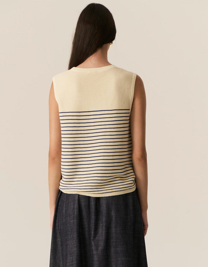 Jules Knit Tank Blue/Ivory