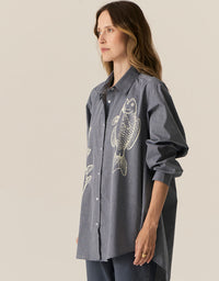 Cassis Fish Shirt Denim/Pebble