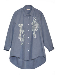 Cassis Fish Shirt Denim/Pebble