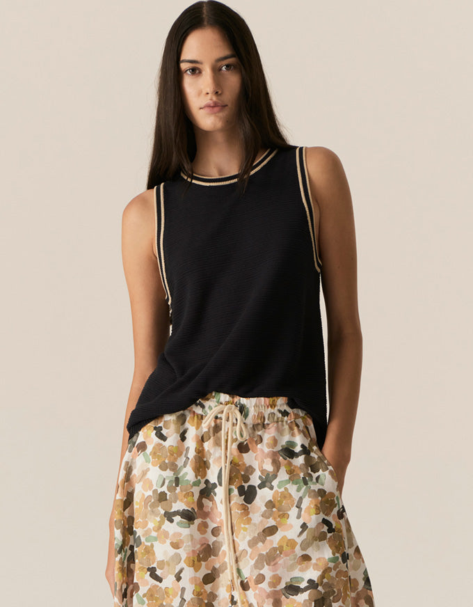 Tedd Knit Tank Ink/Camel