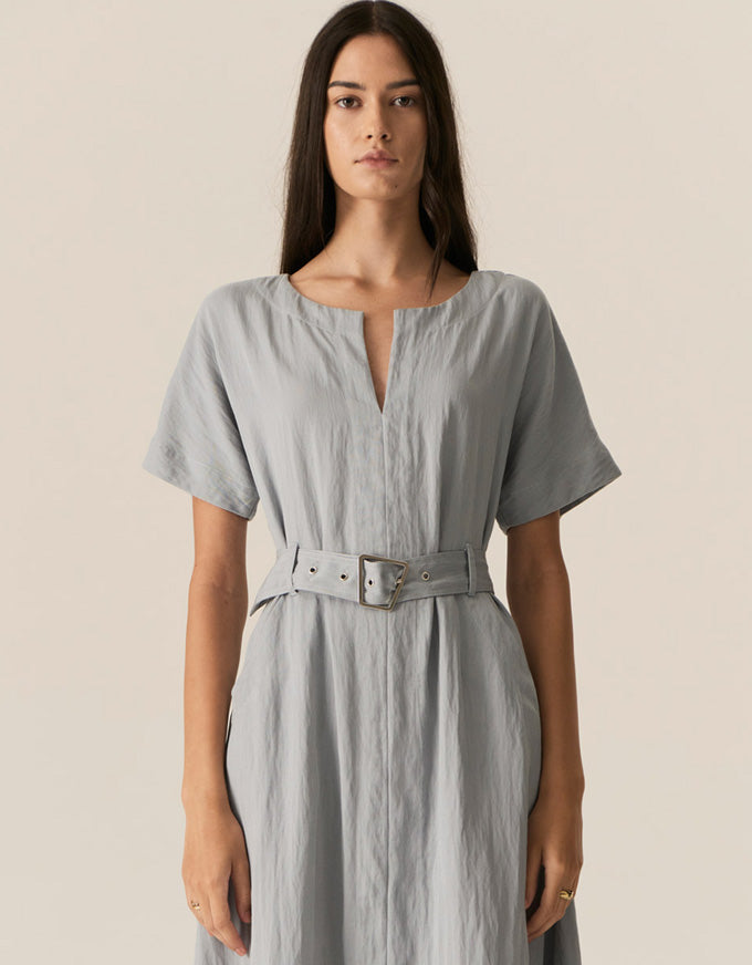 Faire Belted Dress Sky
