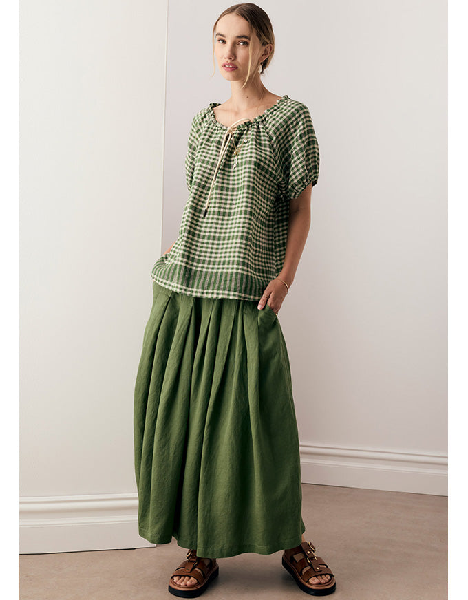 Lume Top Green Gingham