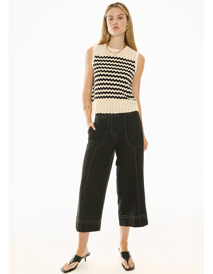 Bonde Knit Tank Ivory/Black