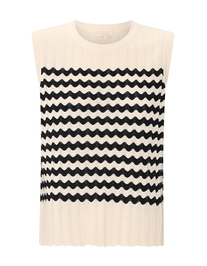 Bonde Knit Tank Ivory/Black