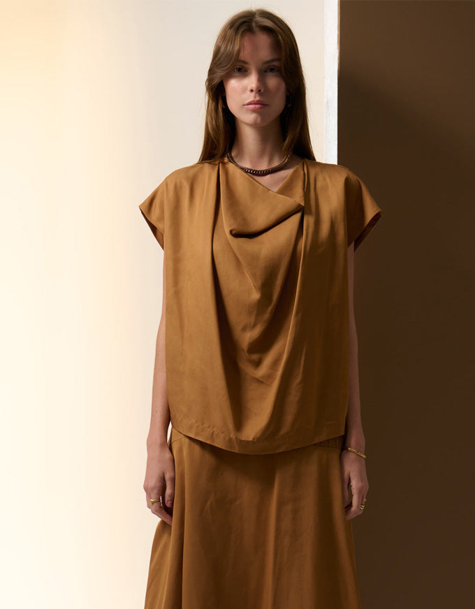 Nubo Draped Top Toffee