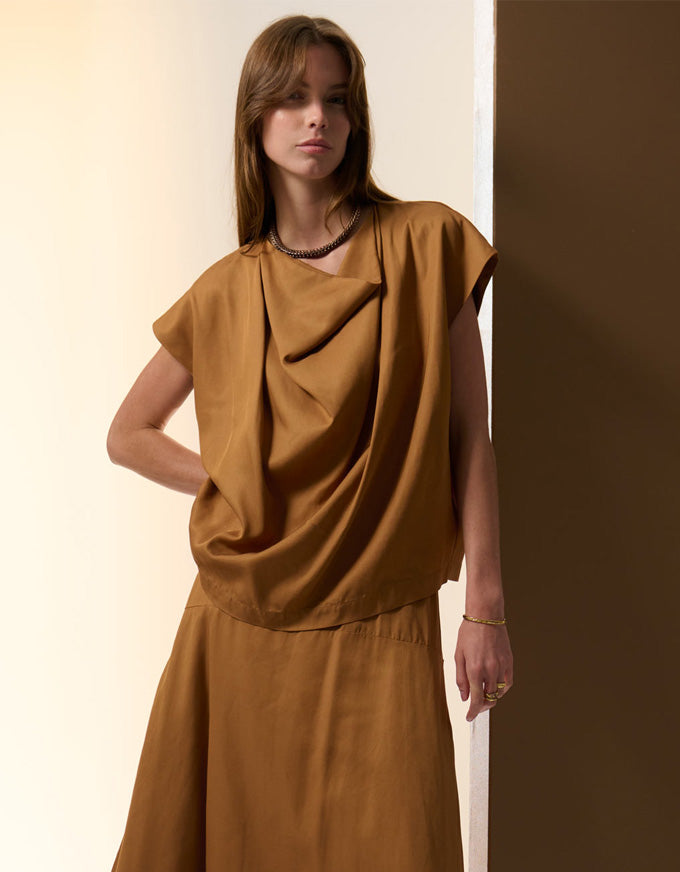 Nubo Draped Top Toffee