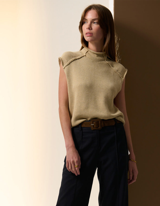 Sable Knit Tank Pebble