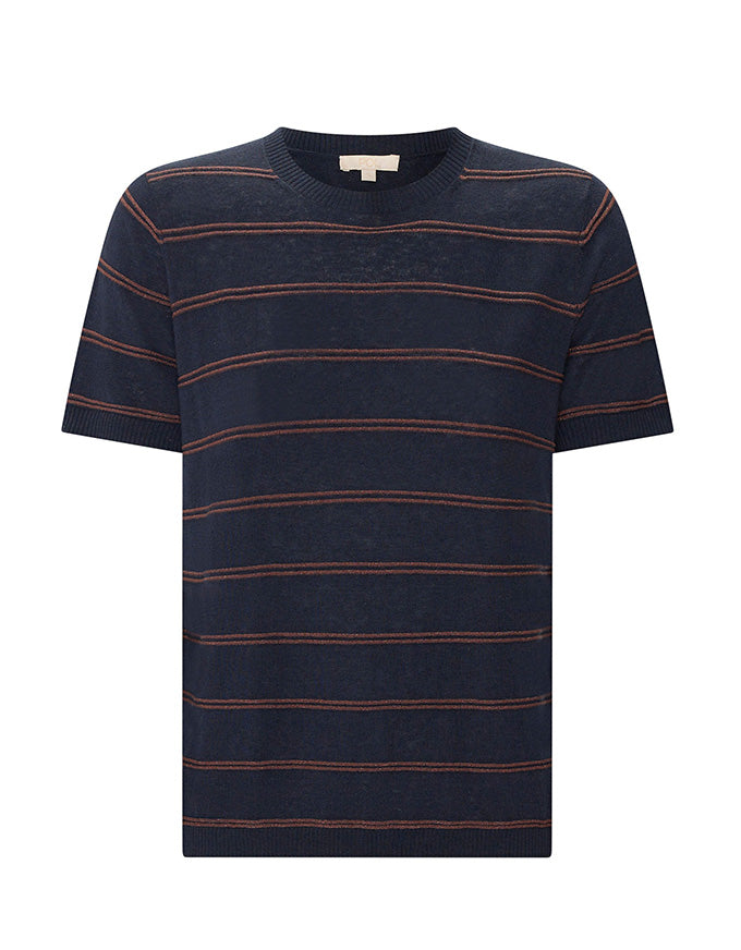 Sable Knit Tee Stripe Ink/Choc
