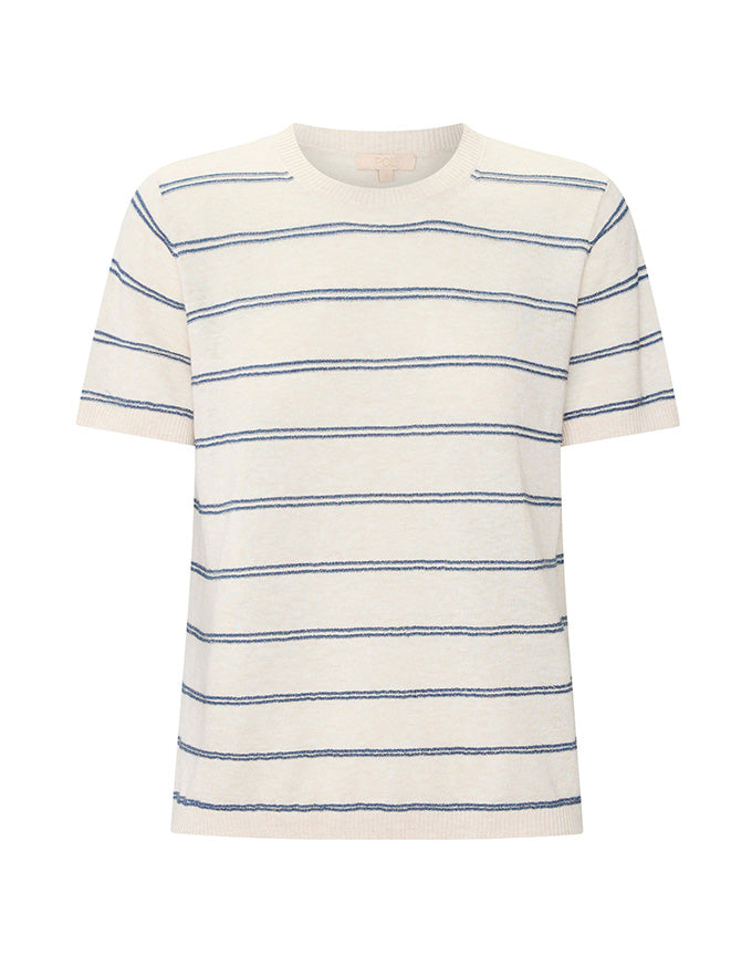 Sable Knit Tee Stripe Pebble/Blue
