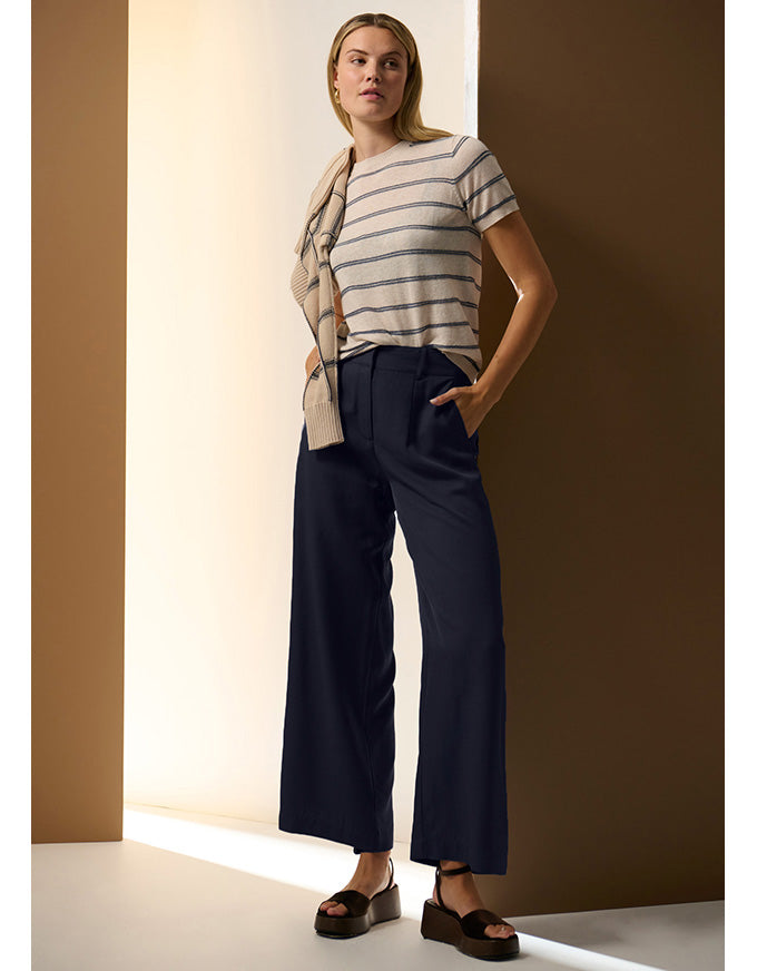 Sable Knit Tee Stripe Pebble/Blue
