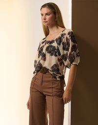Amara Scoop Top Silk Amara Print