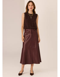 Carmel Stripe Vest Choc/Merlot