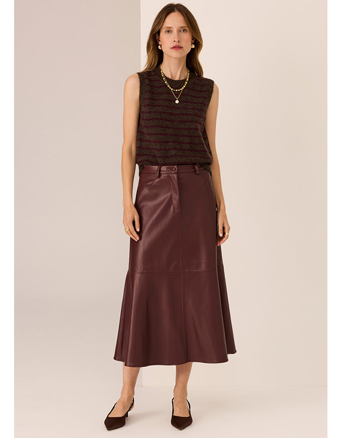 Carmel Stripe Vest Choc/Merlot