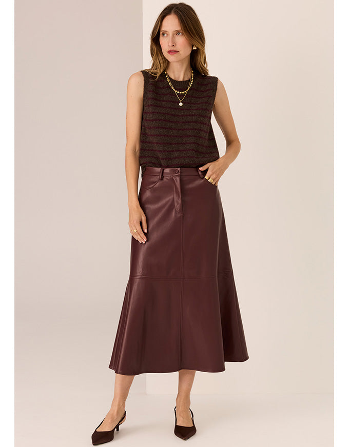 Carmel Stripe Vest Choc/Merlot