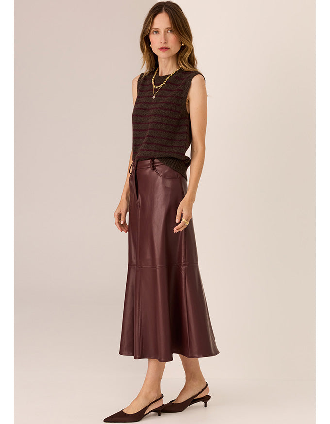 Carmel Stripe Vest Choc/Merlot