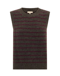 Carmel Stripe Vest Choc/Merlot