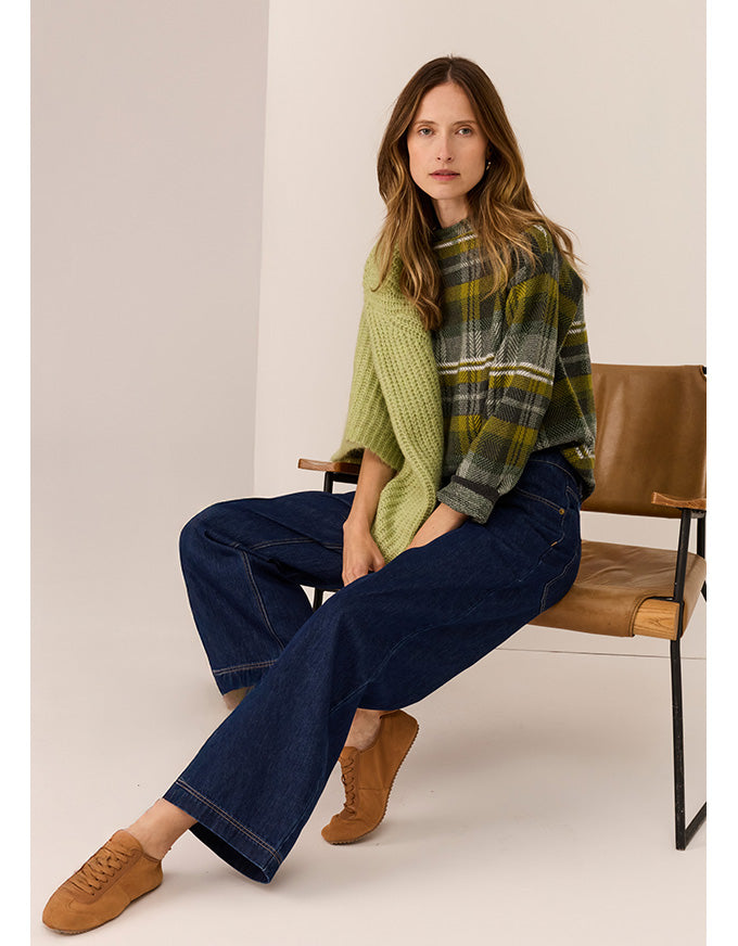 Quinn Check Knit - Green/Charcoal Multi