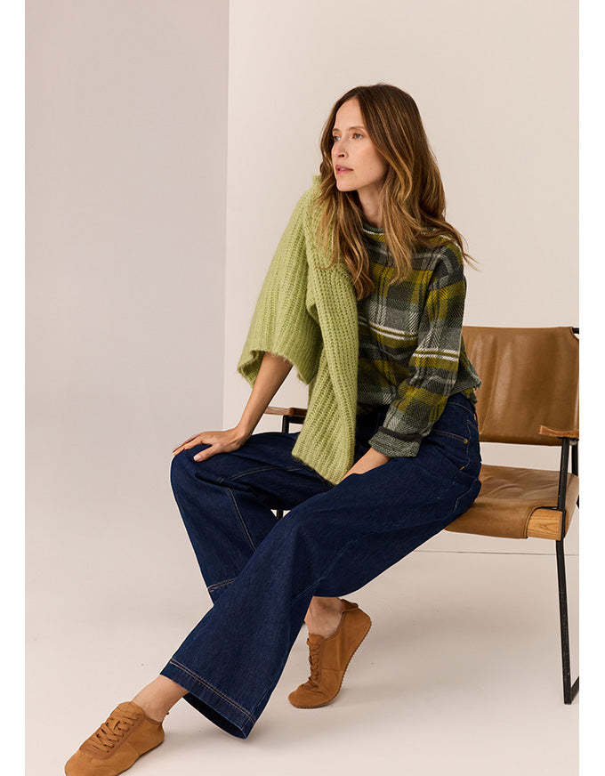 Quinn Check Knit - Green/Charcoal Multi